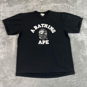 A Bathing Ape Shirt Mens Large Black Camo Ape Head Graphic BAPE Tee Streetwear
